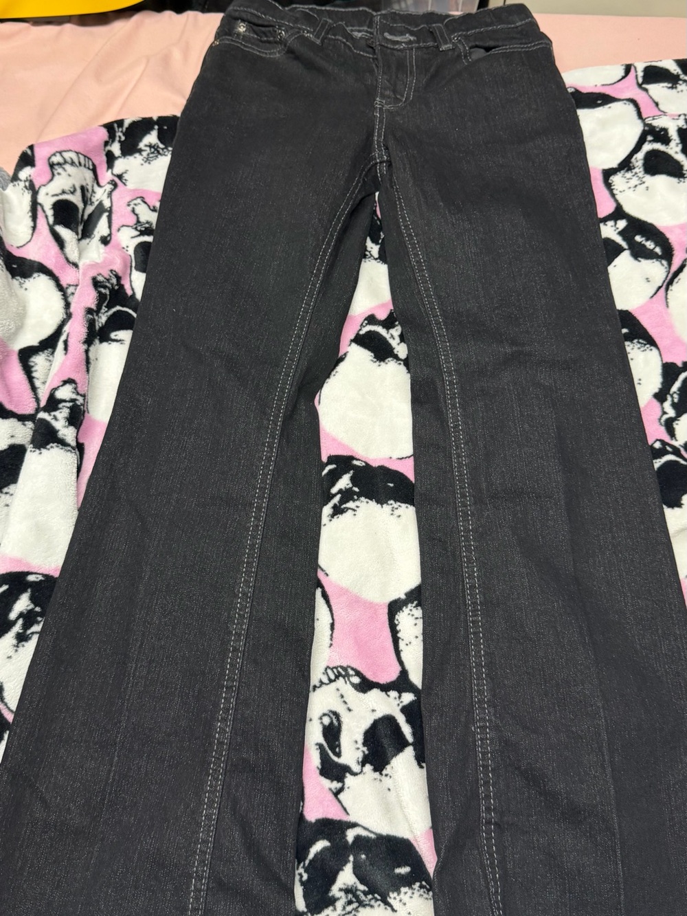 Vintage Faded Glory Black Flare Jeans with Contrast Stitching